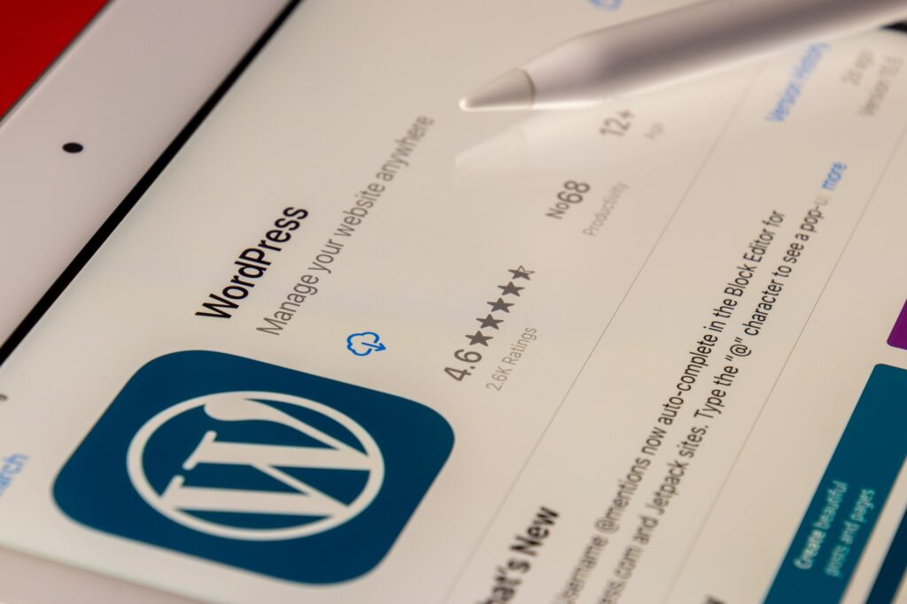WordPress on an iPad screen